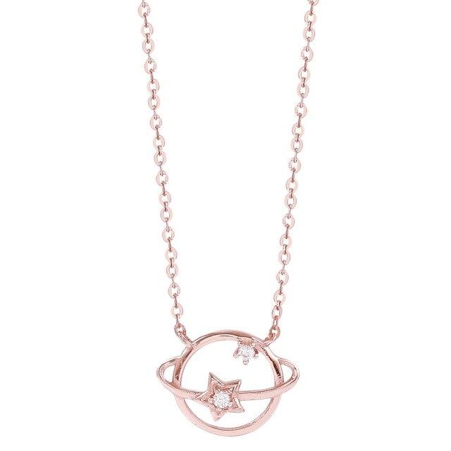 

Ожерелье-подвеска из стерлингового серебра 925 пробы со звездой и планетой, цепочка на ключицу для женщин и девочек, ювелирные изделия, колье Dz212