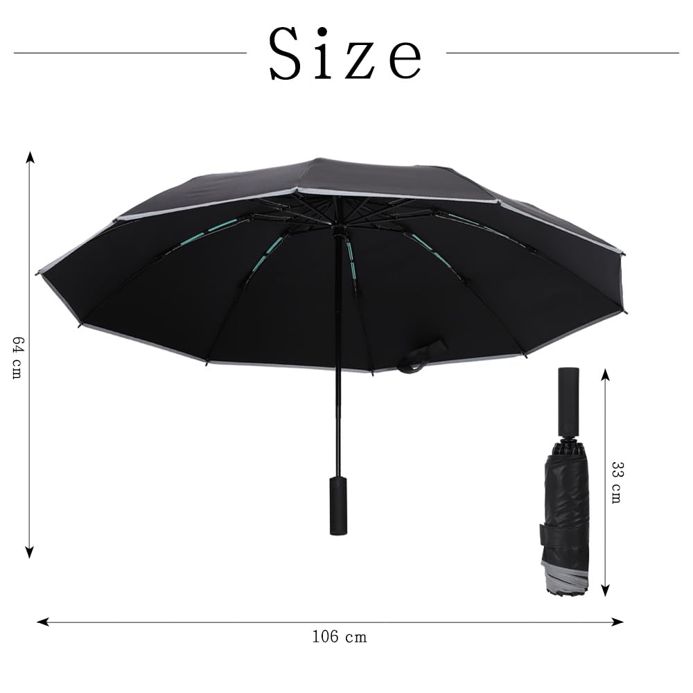PALTIA Large Car Folding Reverse Automatic Suitable for Rain or 10 UV Strong Wind Includes Umbrella Cover Umbrella, Fold, One-Touch Open/Close, Shine,