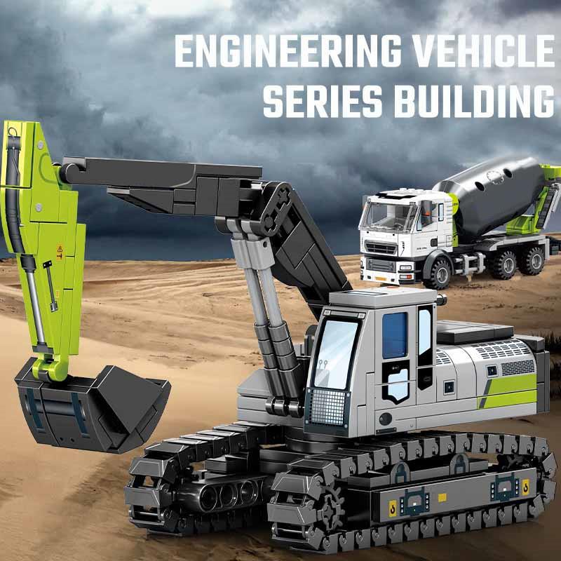 Non-Toxic Sembo Engineering Vehicle Assemblage Building Blocks Kits Moc Excavator Mixer Truck Model Bricks Diy Educational Toys Children Gifts