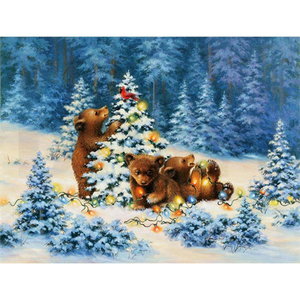 5D Diamond Painting Winter Full Square Handicraft Sale Diamond Embroidery Christmas Tree Mosaic Snow Home Decoration