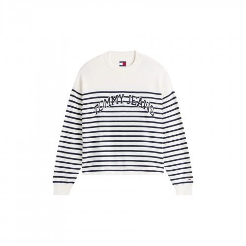 Tommy Jeans Womens/Ladies Striped Ribbed Crew Neck Sweatshirt