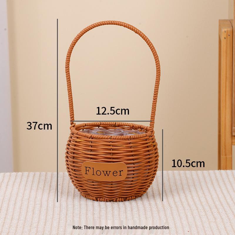 Imitation Rattan Woven Flower Basket: Handheld Arrangement, Living Room Decor, Photography Prop, Picnic, Pastoral, Flower Girl, Souvenir.