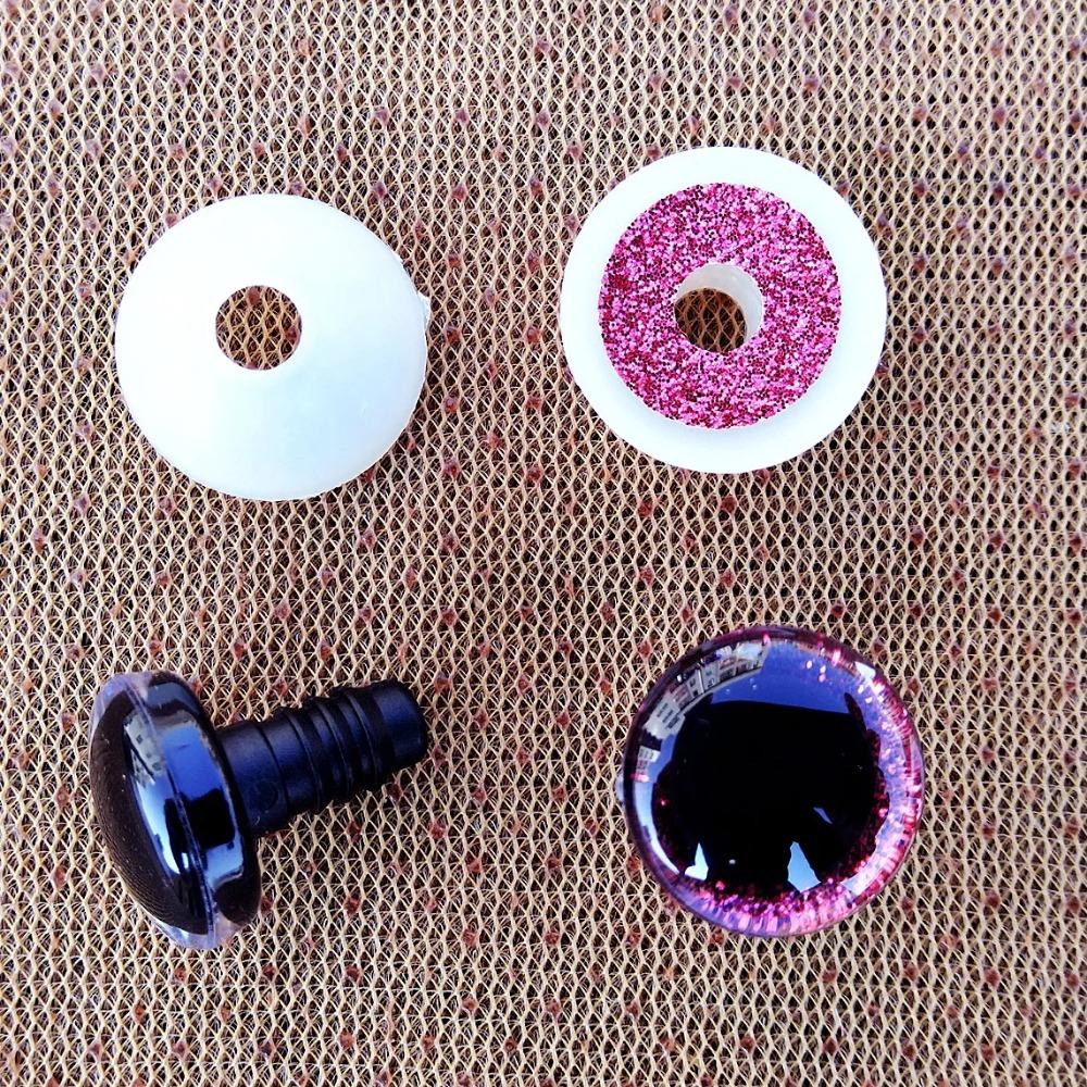 20 buc Ochi de siguranță din plastic transparent cu sclipici 3D pentru jucării croșetate, artizanat, fabricarea păpușilor, animal, siguri pentru bebeluși, ochi 10/12/14/16/18/20/25/30/35mm