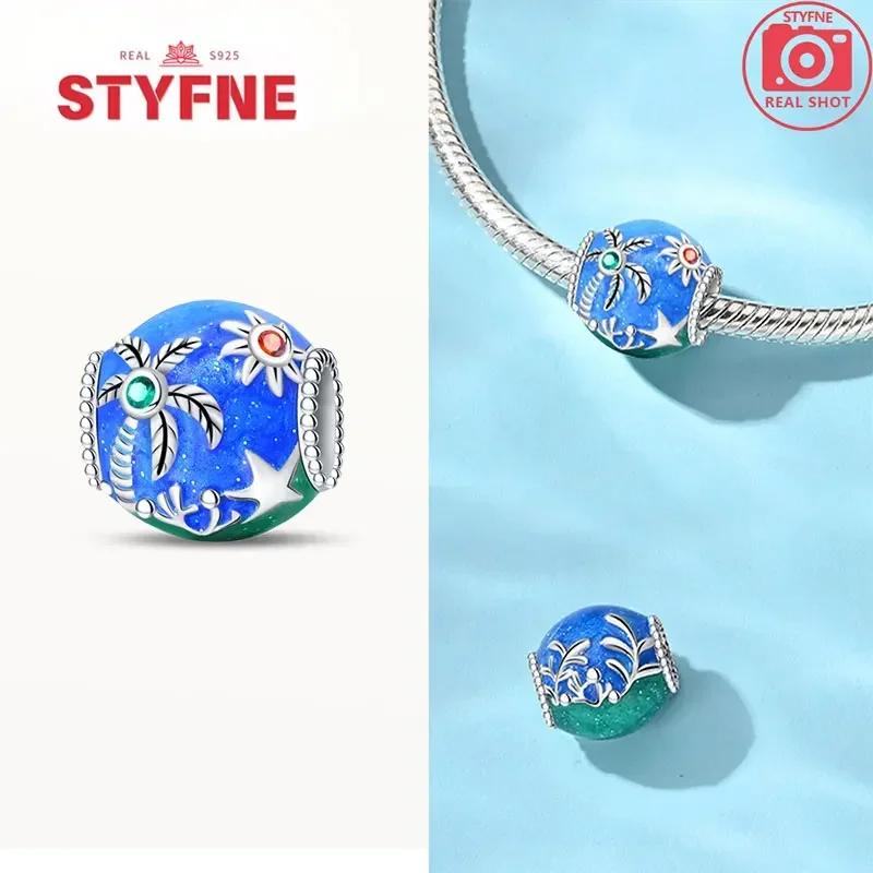 Women Bracelet Diy Fine Jewelry Gifts Original Charms Beads Copper Ocean Series Blue Turtle Starfish Shell Pendants