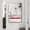 Pink Nordic Summer Holiday Travel Beach Surf Ocean Art Poster Canvas Painting Wall Art for Living Room Bedroom Home Decoration