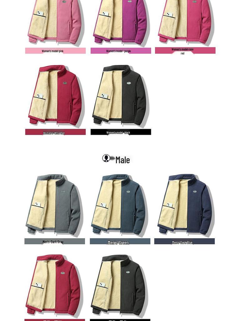 Plus Size Couple's Double-Sided Fleece Jacket: Men's Lamb Fleece Cardigan for Autumn & Winter