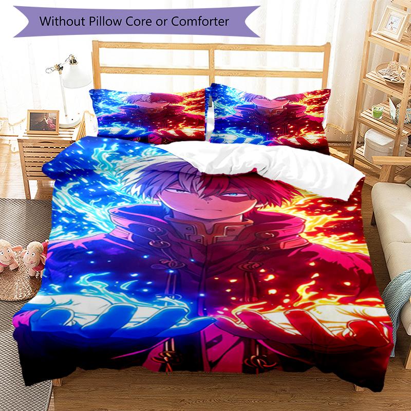 3pcs My Hero Academia Bedding Set Duvet Cover Closure Includes 1 Duvet Cover & 2 Pillowcases, Soft and Comfortable for All Seasons.