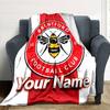 1pc Brentford F.C Blanket with Custom Name, Gift, for Men and Women, Soft Blanket, Good for Sofa Bed Couch Travel, Lightweight Flannel Blanket