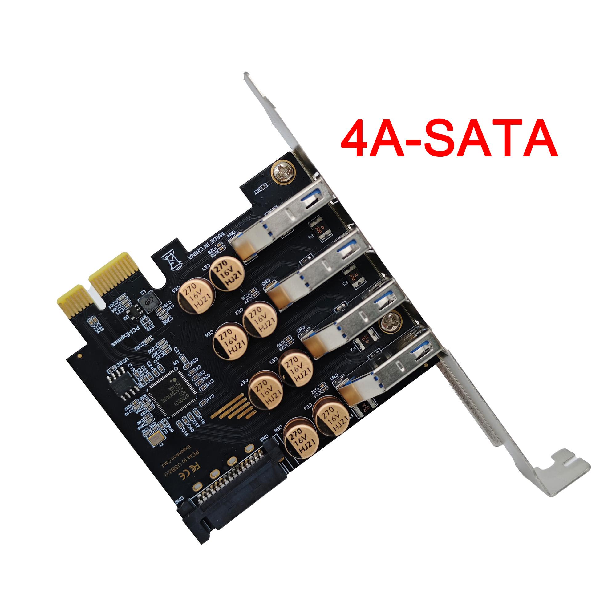 

PCI-E USB 3.0 Expansion Card Add 4 USB Ports for Desktop, Internal 4x Type-A with NP/SATA/4PIN Power Choice