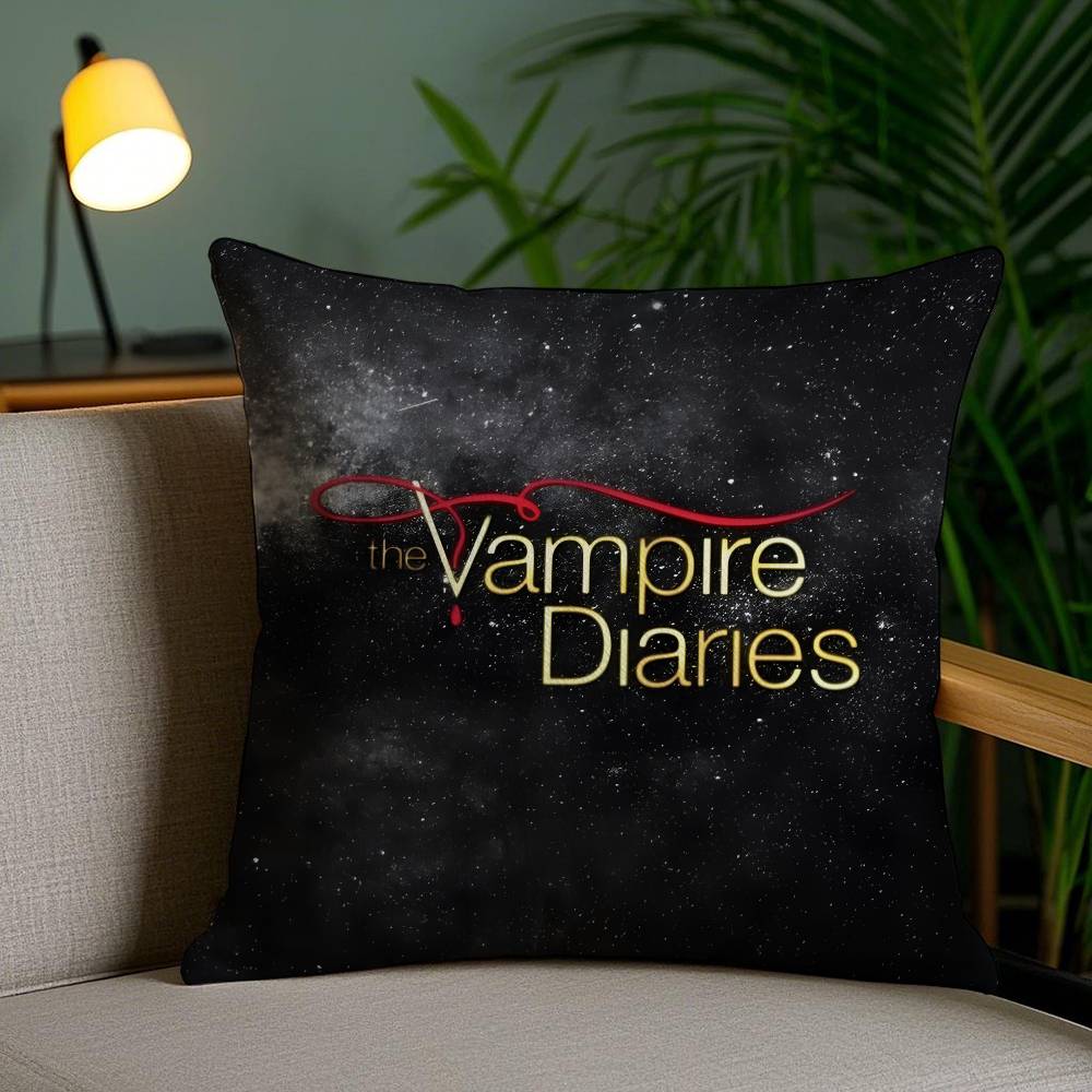 Movie The Vampire Diaries-D Pillow Case Anti-Dustmite Pillowcase Invisible Zipper Silky Short Plush Sofa Cushion Cover