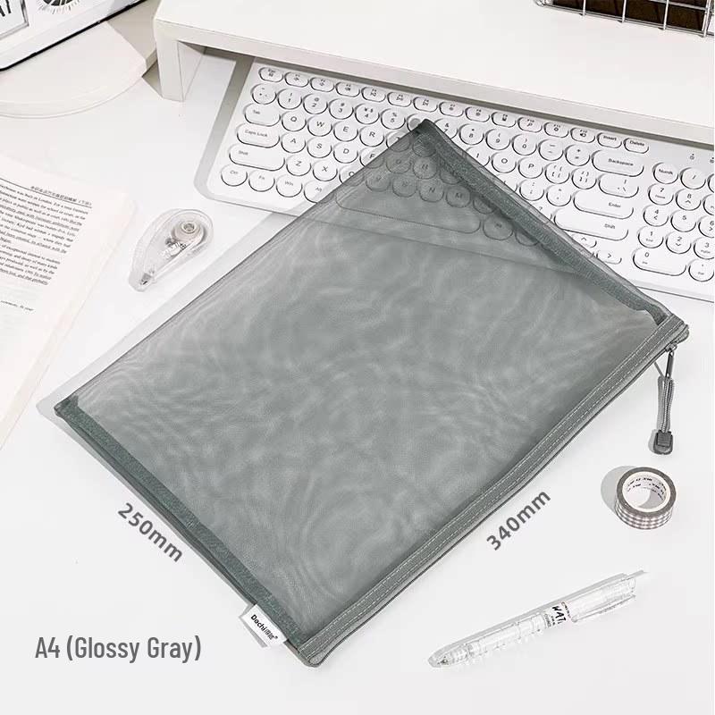 Mesh Document Bag with 6 Zippers - 5 Storage Compartments for Students & Files, Back-to-School Handbag