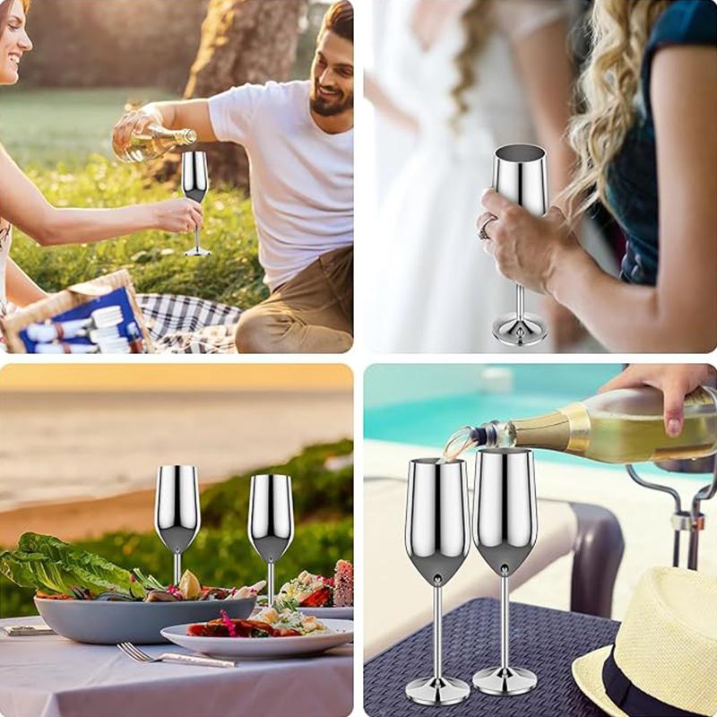 6Pcs Stainless steel wine glasses unbreakable metal cocktail glasses 220ml for drinking cocktails and wine in the at bar Cup