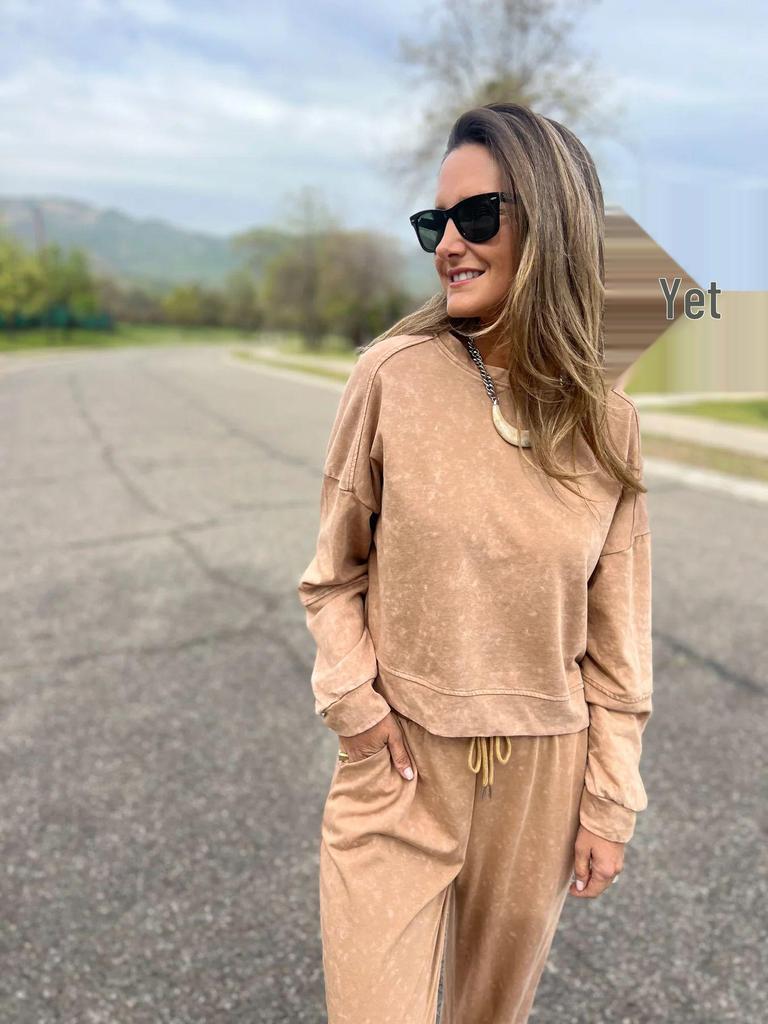 2025 Herbst/Winter Damen Casual Schnür-Langarm-Hosen-Set