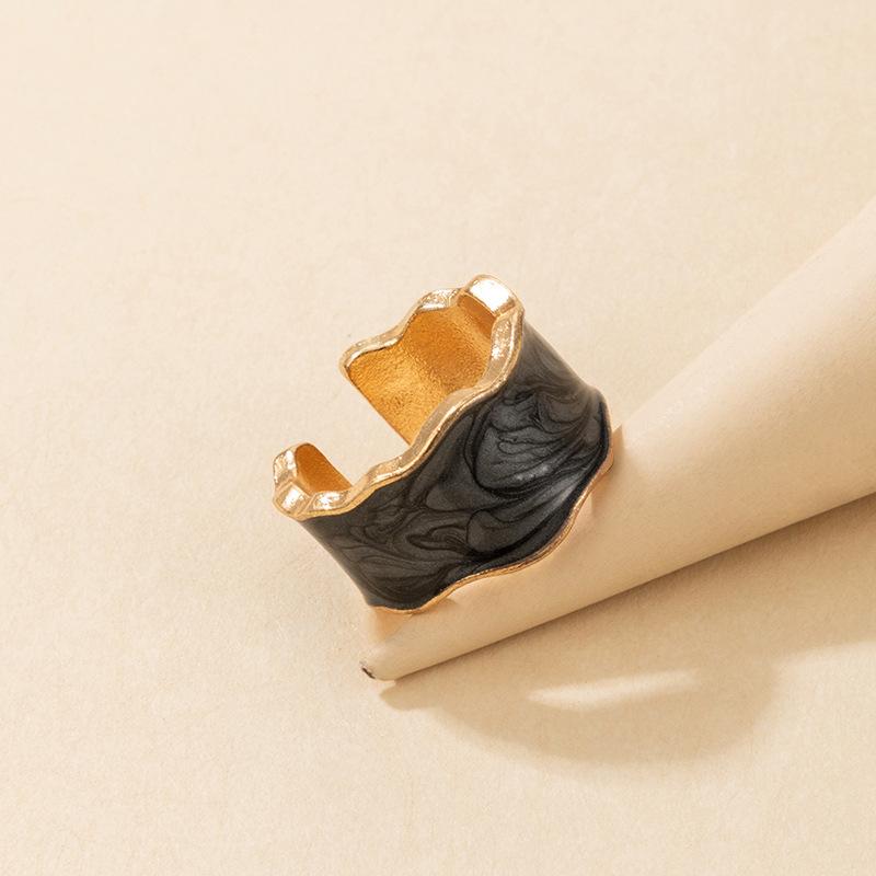 

Модное эмалевое широкое кольцо для женщин мужчин панк многоцветное регулируемое винтажное металлическое кольцо на указательный палец циркон подарок для вечеринки горячая новинка чёрный