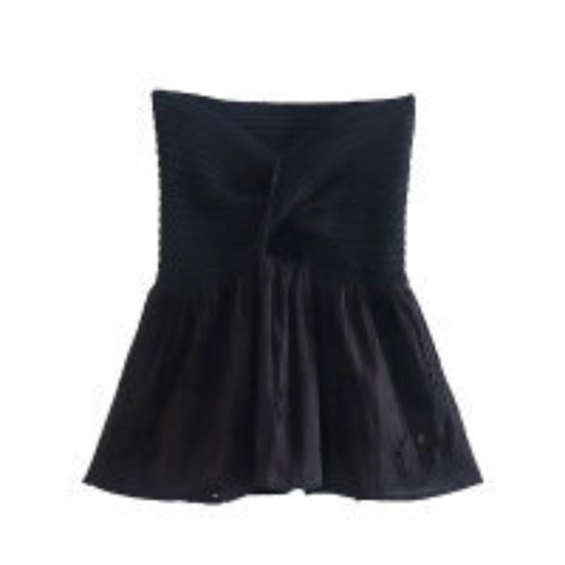 

Женский весенний сексуальный облегающий трикотажный короткий топ с эффектом сращивания L чёрный