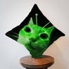 Cute Green Alien Cat Cushion Cover Pillow Cover Decor Pillowcase Printed Cushion Case for Couch