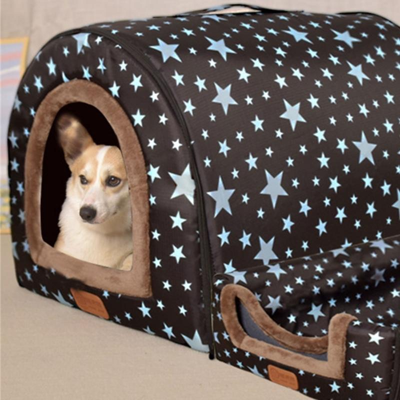 Pet Warm Bed House Soft Indoor Semi-closed Cave Tent for Cat Kitten Puppy Small Animals Pet Thicken Cushion Pad