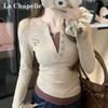 La Chapelle Women's American Vintage Faux Two-Piece Long Sleeve T-Shirt