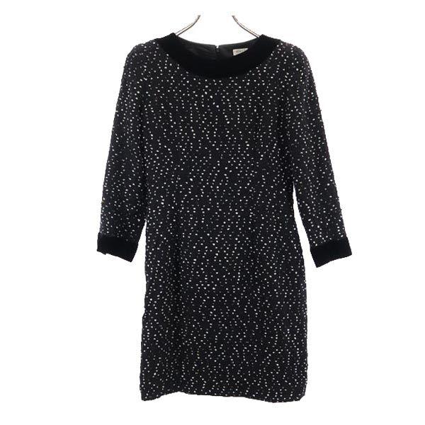 

FOXEY Сделано в Японии Шерстяная смесь В горошек С длинным рукавом Цельное платье 40 черный Женский Б/у