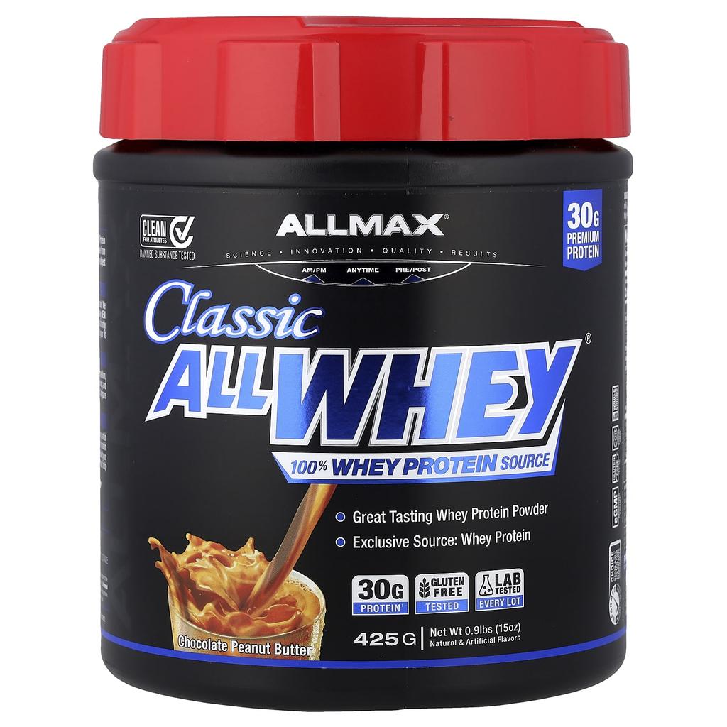 ALLMAX, CLASSIC ALLWHEY®, 100% Whey Protein Source, Chocolate Peanut Butter, 425g (0.9lb)