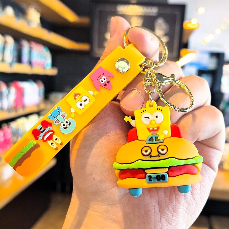 Hamburger 2nd Generation SpongeBob SquarePants Patrick Star Keychain Doll Machine Cartoon Cute Children's Day Gift Cartoon Frind
