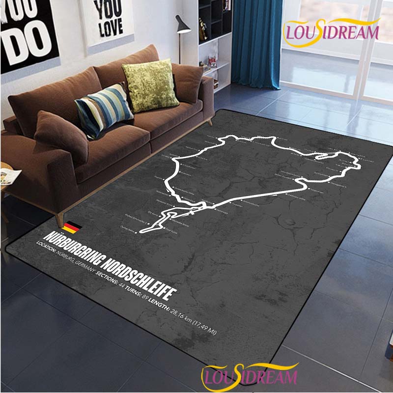 Nurburgring F1 mezinárodní Koberec do obývacího pokoje Ložnice Koberec Dětský Kuchyně Protiskluzová podložka Dárek k narozeninám Fotografické rekvizity Koberec