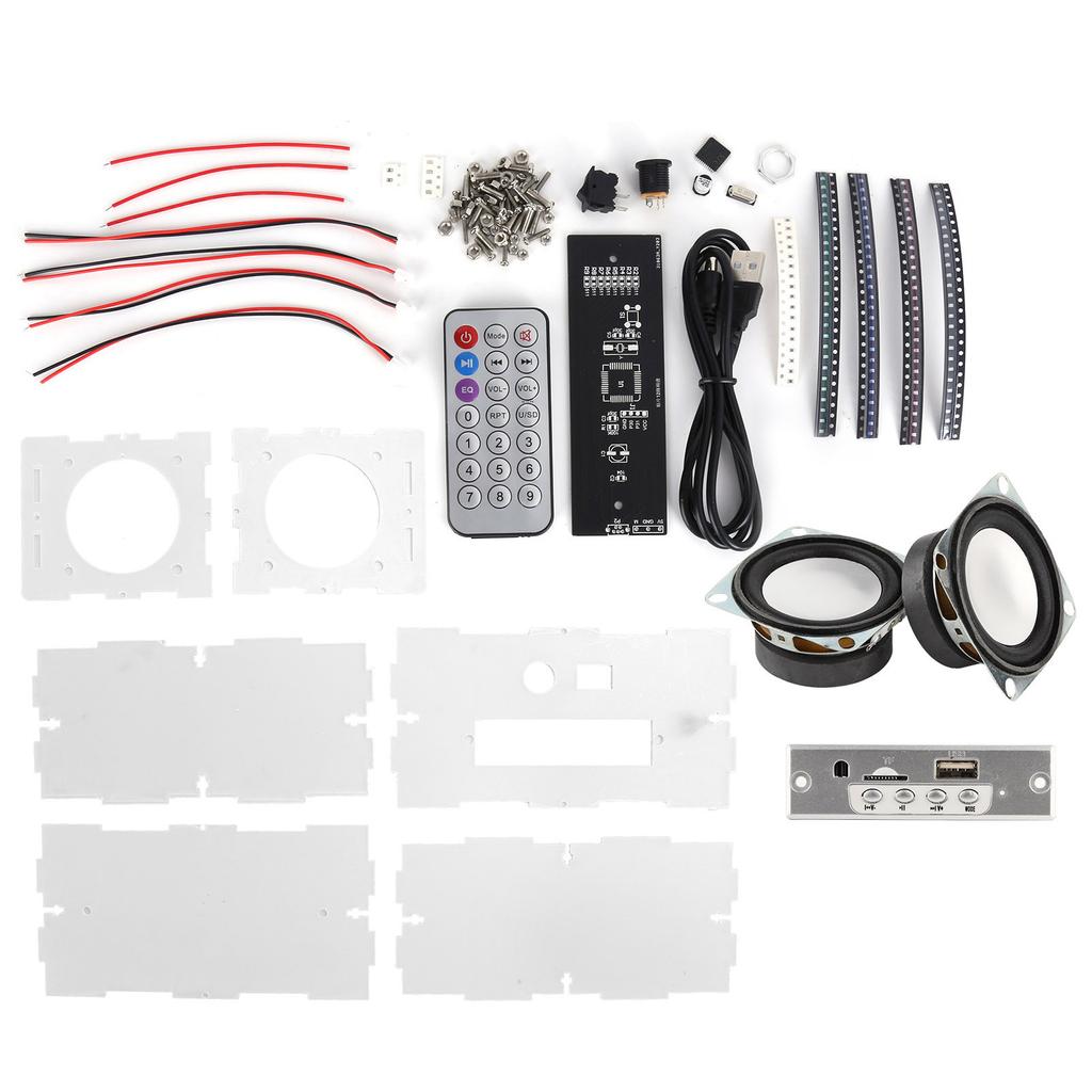 DIY Bluetooth Speaker Box Kit Small Electronic Sound Amplifier Transparent Case Set(12 Channels Spectrum Bluetooth