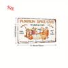 2D Flach - 1 Stück Vintage Kürbisgewürz Café Metallschild - 8x12 Zoll | Rustikale Wanddekoration mit Kaffee, Cupcakes und Herbstblättern | Pro