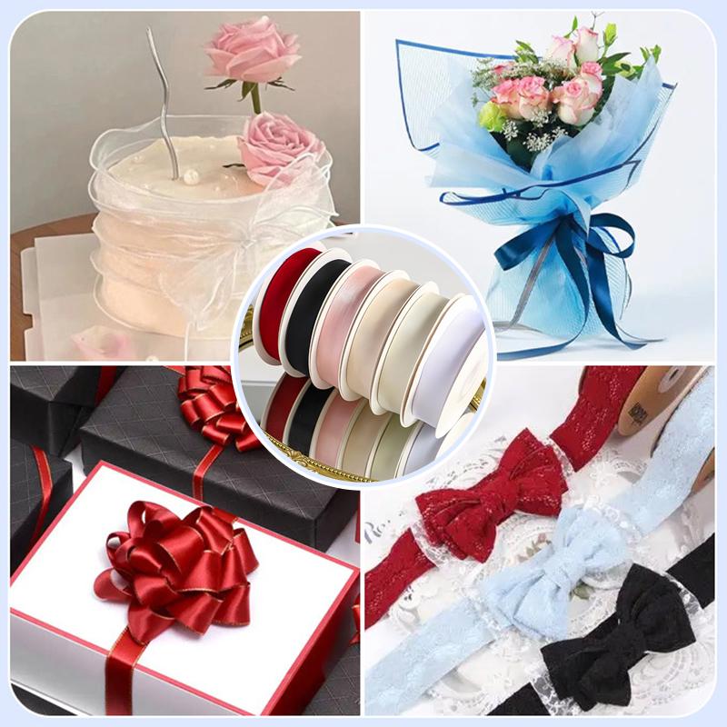 20Yard/Roll Gift Box Festival Translucent Chiffon Ribbons DIY Handicraft Beautiful 20Yard Bowknot 2.5CM Width Packing Ribbons