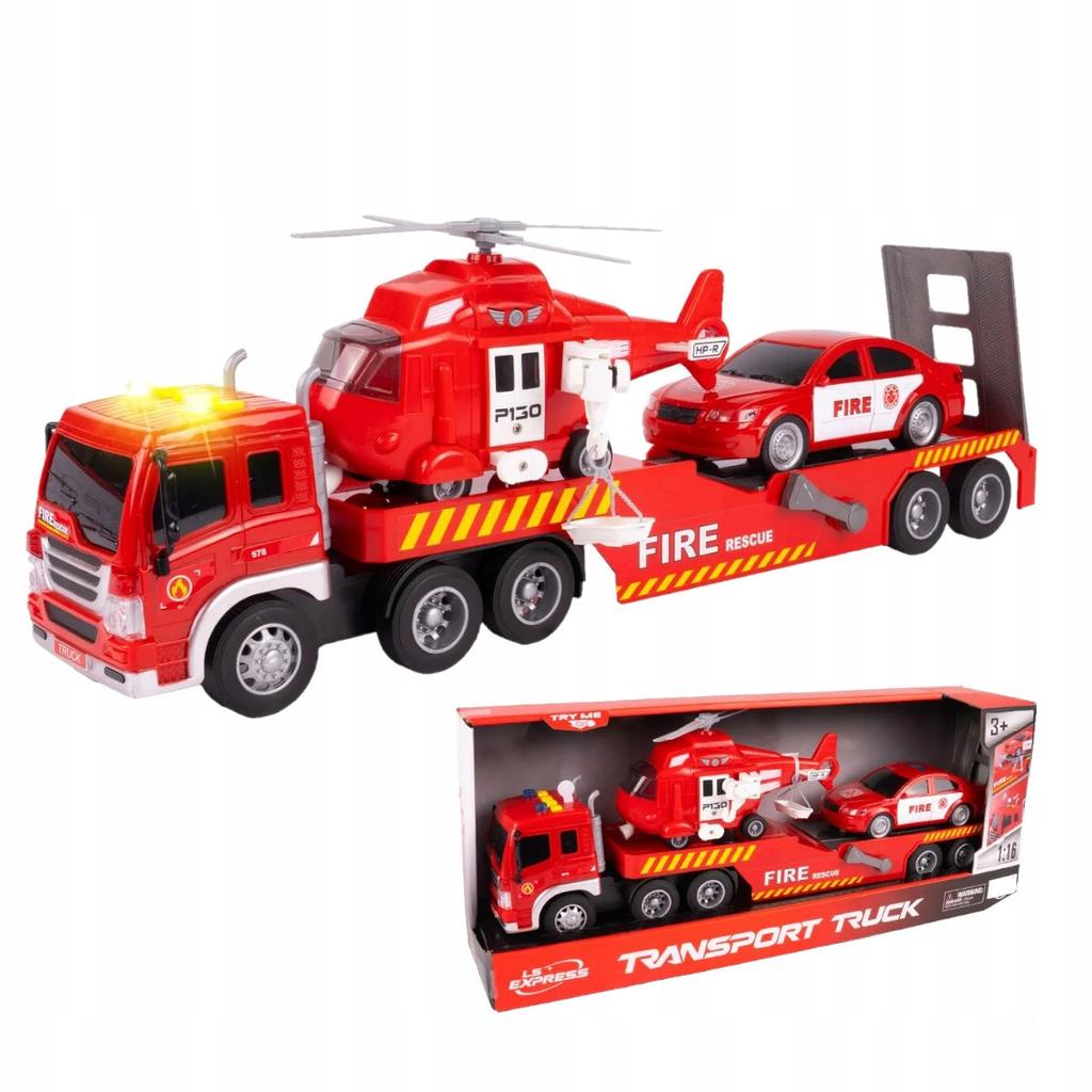 [PACZB] Motorized Fire Truck + Helicopter Car LED Sound Z2365