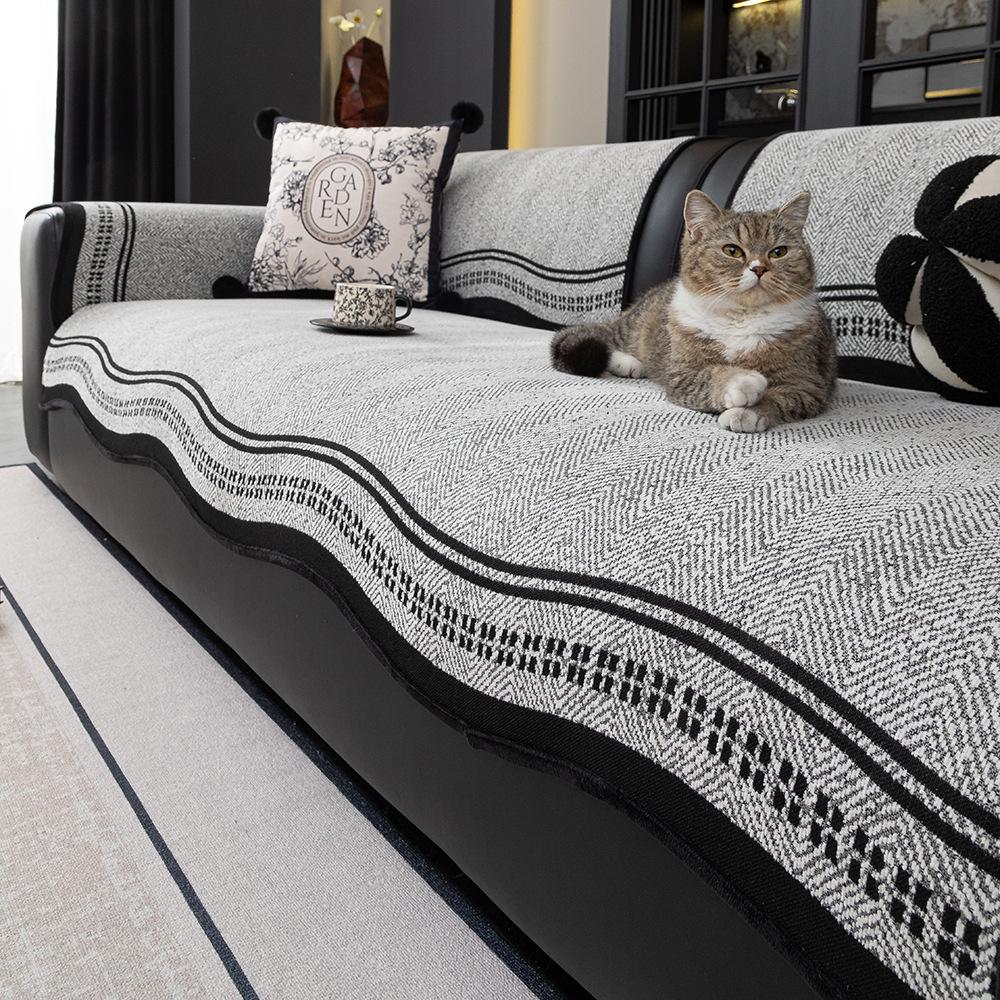 New High-end Light Luxury Chenille Special-shaped Sofa Cover,four-season Universal Fixed Non-slip Sofa Cushion Cover Back Towel