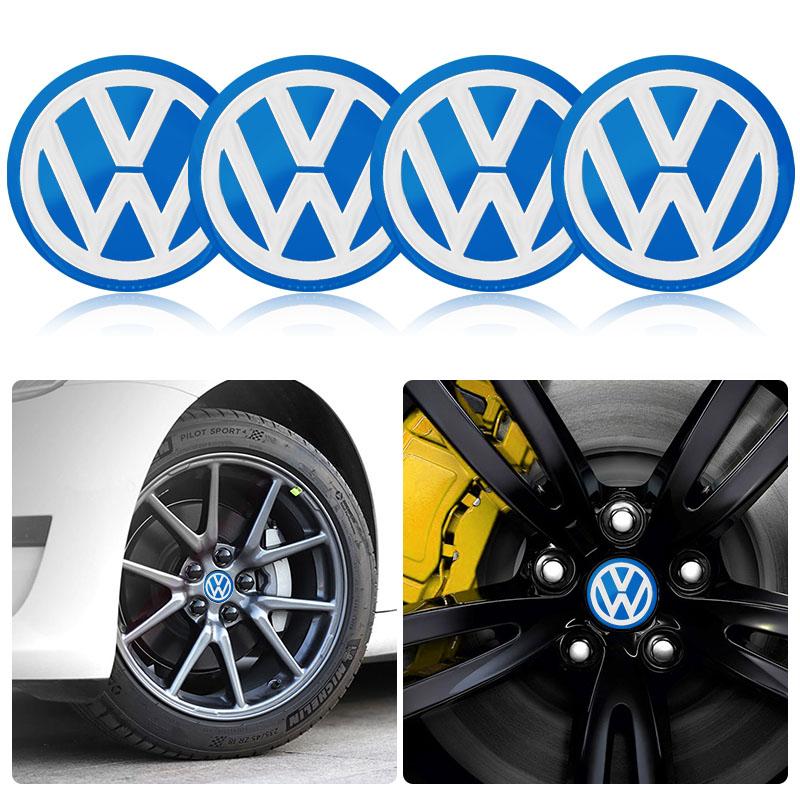 4pcs 56MM Car Wheel Center Hub Cap Logo Stickers Rim Cover Emblem Decal For Volkswagen Golf-7 4 5 6 CC T-ROC Sharan Passat B5 6 7 Polos Tiguan