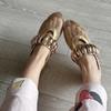 Fishing Net Hollow Single Shoes Women's Metal Buckle Decorative Flat Bottom Word with Mary Jane Shoes Design Sense Breathable Tide