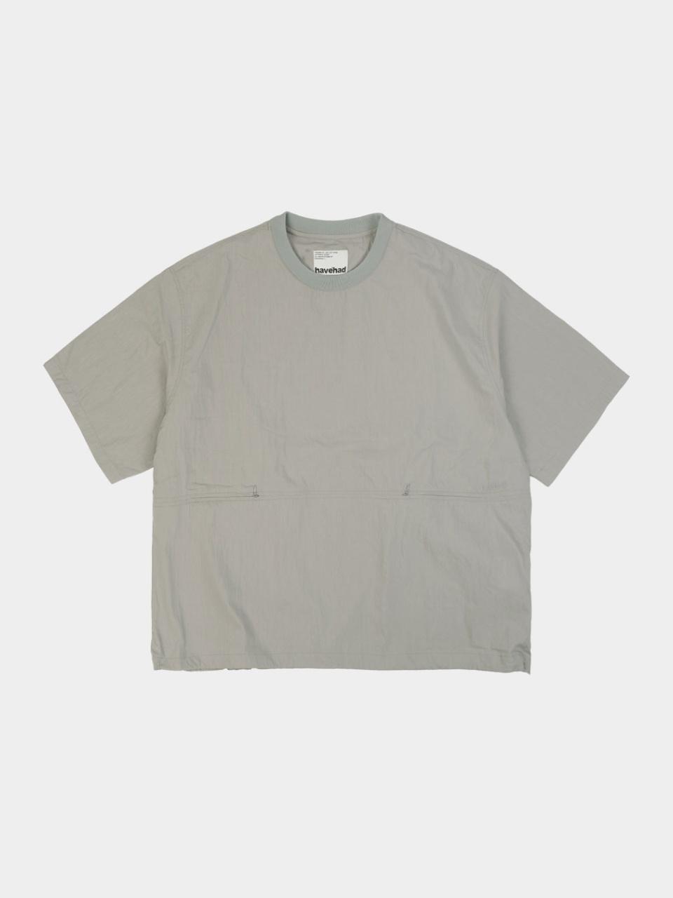 Have Head Pocket Volume String Half T-Shirt (Beige Gray) Beige Gray/A3