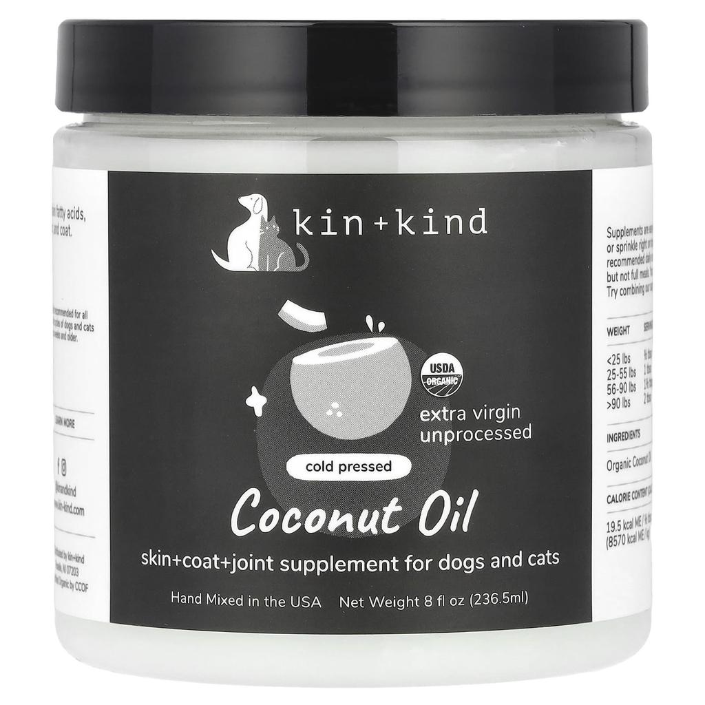 Kin+Kind, Coconut Oil, for Dogs and Cats, 236.5 Ml (8 Fl Oz)