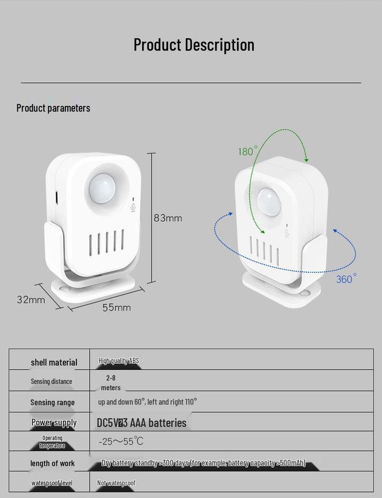 Wireless Recordable Doorbell & Welcome Sensor Alarm