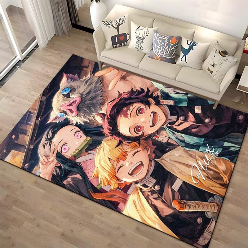 Anime Style Carpet with Characters and Vibrant Colors for Home Decor Suitable for use as an anti-slip for living room bedroom sofas