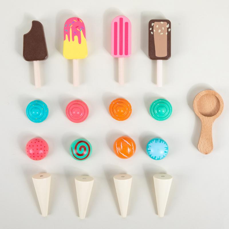 Kids Gift Wooden Play House Ice Cream Ice Cream Car Kitchen Vending Car Wooden Kitchen Toy Puzzle Set