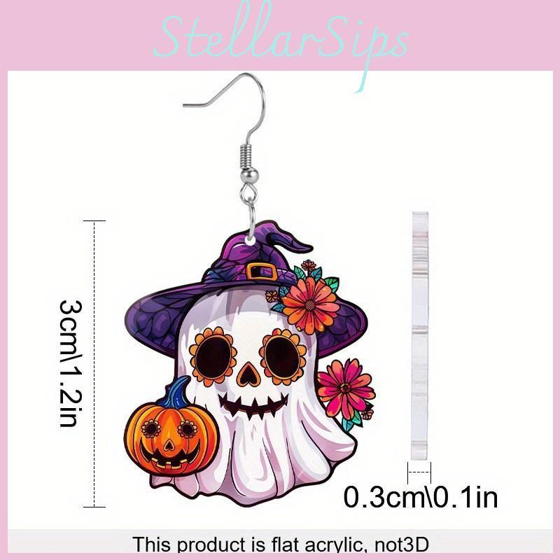 Halloween Thema Geist Kürbis Blumenmuster Damen Alien Acryl Ohrringe Für Kostümzubehör