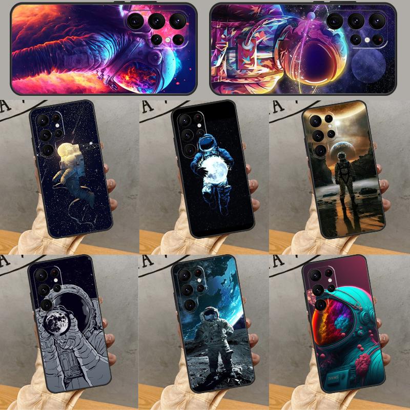 Space Moon Astronaut Phone Case For Samsung Galaxy S25 Ultra S24 S23 S22 S21 Ultra S9 S10 Plus S20 FE Funda Cover
