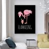 Flamazing Flower Flamingo Juice Painting Canvas Print Wall Art Cute Funny Pink Animal Poster for Living Room Home Decor Cuadros