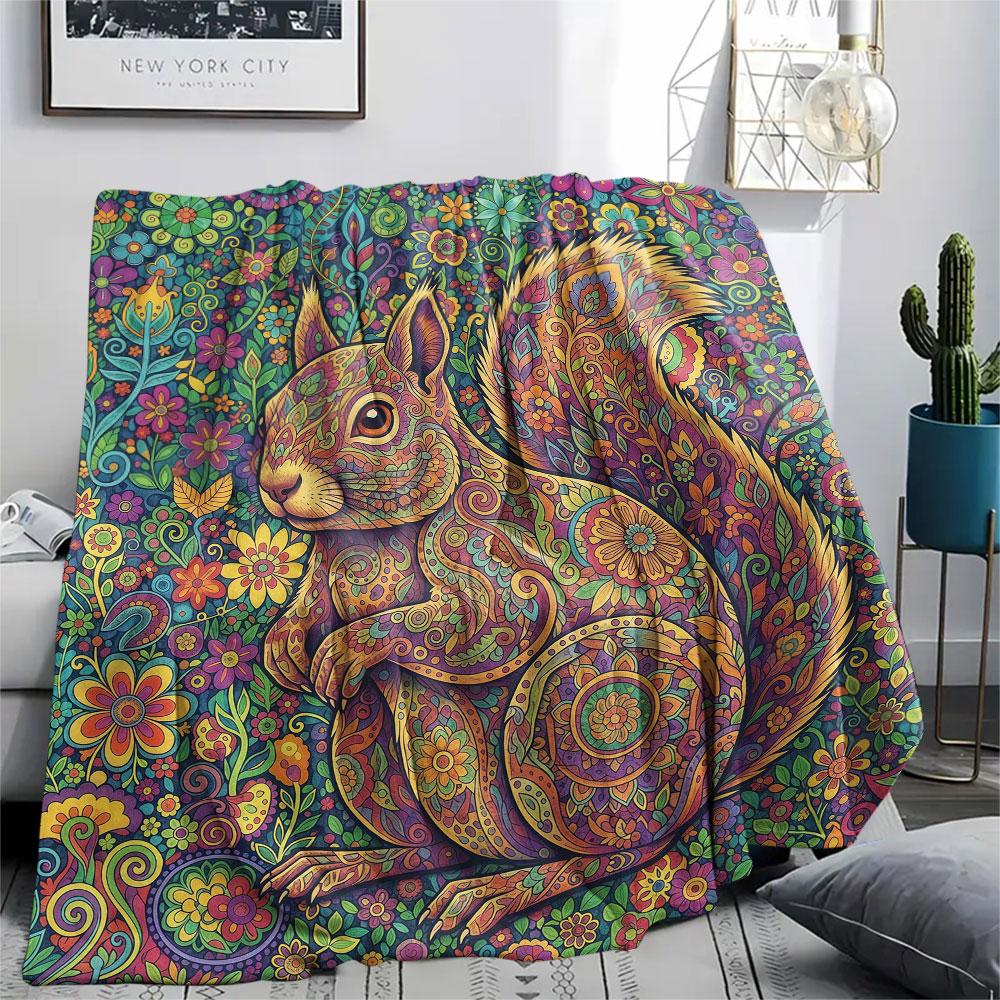 1Pc Mandalapainting Print Flannel Blanket, High Quality Comfortable for All Seasons, Home Decor, Warmth and Comfort, Perfect for Christmas Gifts
