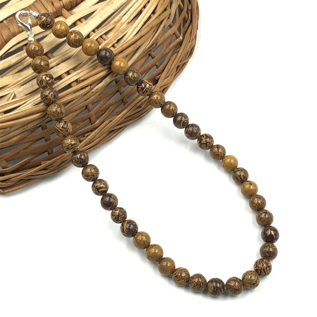 8mm Natural Mariyam Jasper Gemstone Round Beads Jewelry Handmade Designer Choker Necklace 17-20" For Women 8BN-12