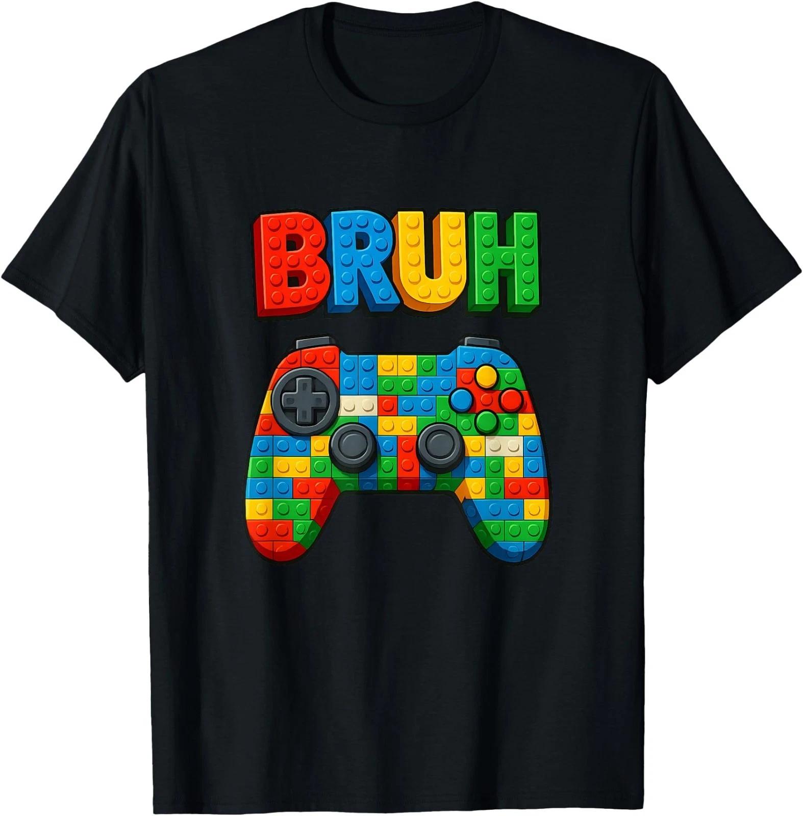 Play Building Blocks Bruh Saying Funny Gamer Brick T-Shirt 2XL