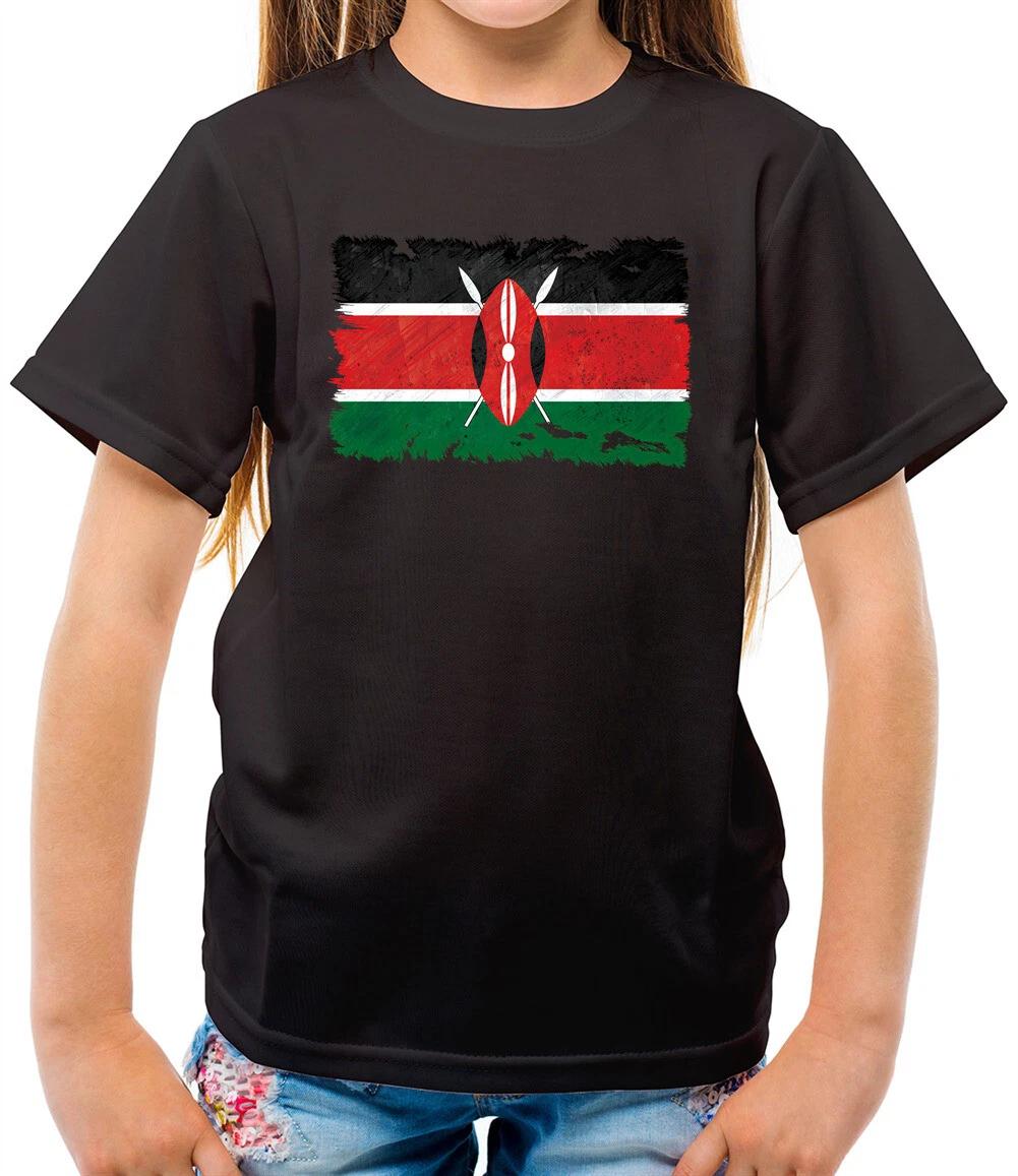 Kenya Grunge Style Flag - Kids T-Shirt - Nairobi - Flags - World - Kenyan 120