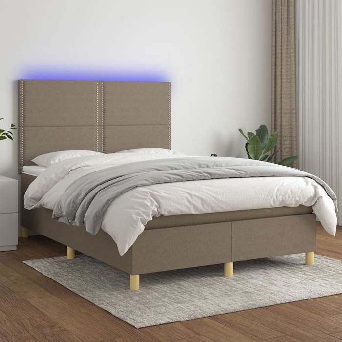 VidaXL Sommier à Lattes de Lit avec Matelas et LED, Lit Rembourré, Lit Double, Lit Adulte de Chambre à Coucher Intérieur, 3135353