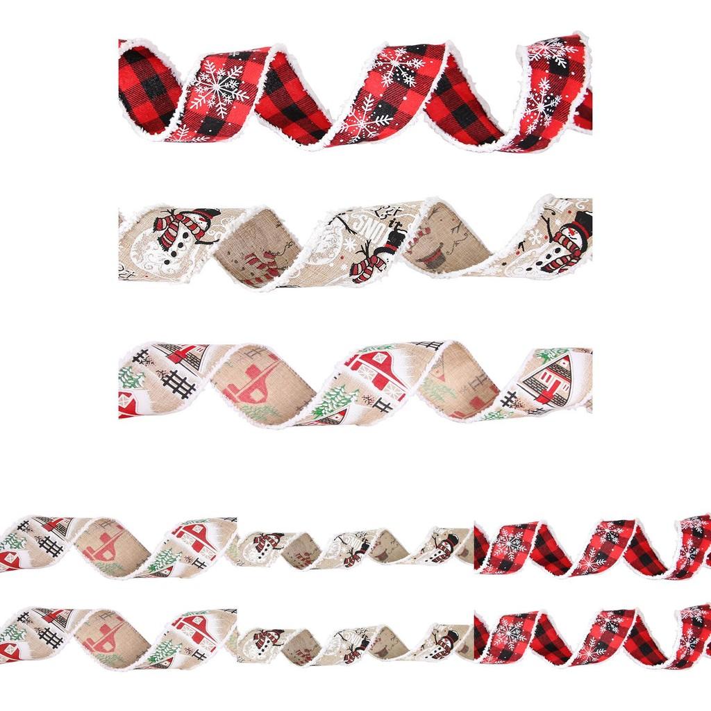 6 Delightful Meter Cartoon Christmas Ribbon With Cozy House Design Perfect For Holiday Gift Wrapping