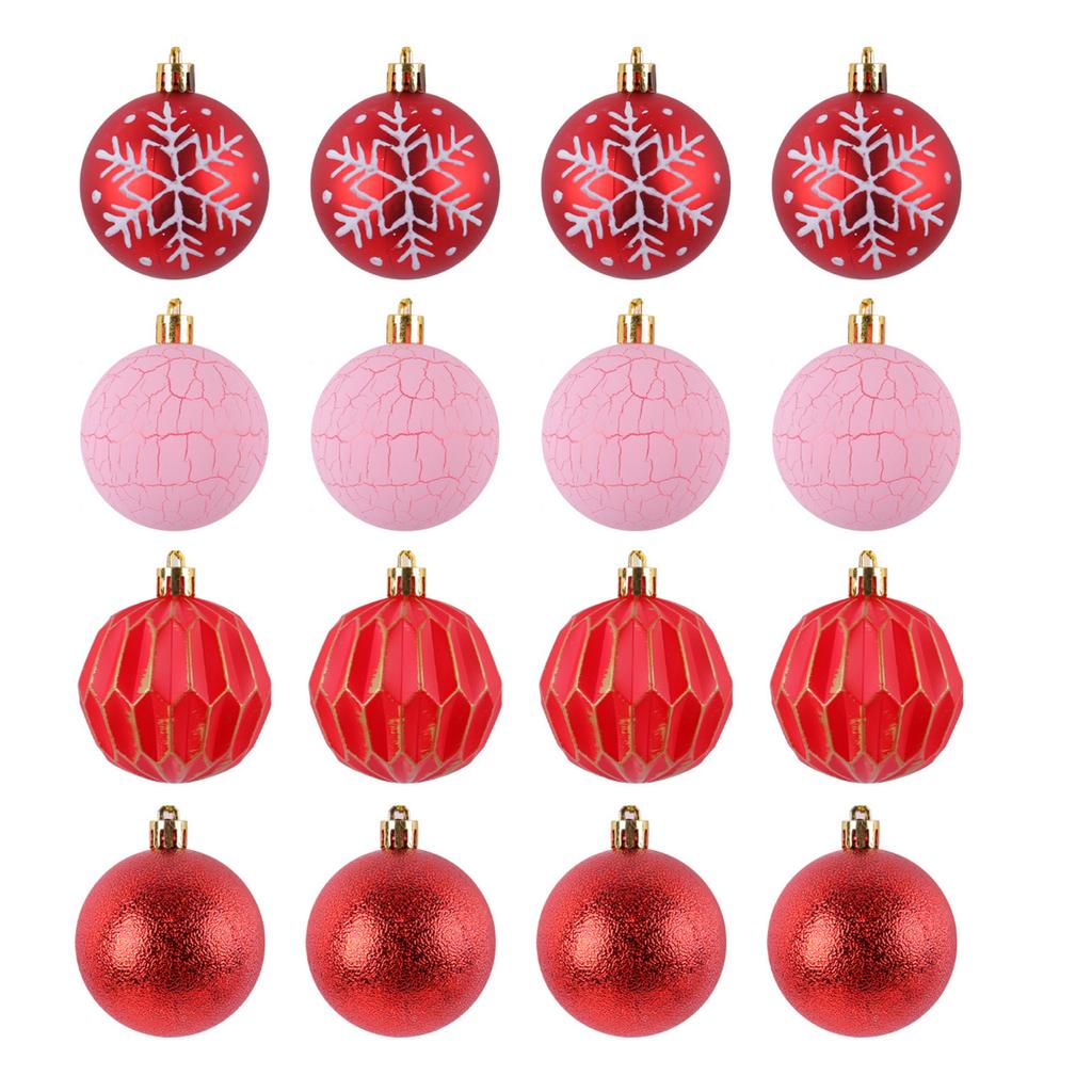 16Pieces Painted Christmas Ornament Set Colorful Christmas Sphere Baubles Ornament Set For Holiday Celebration