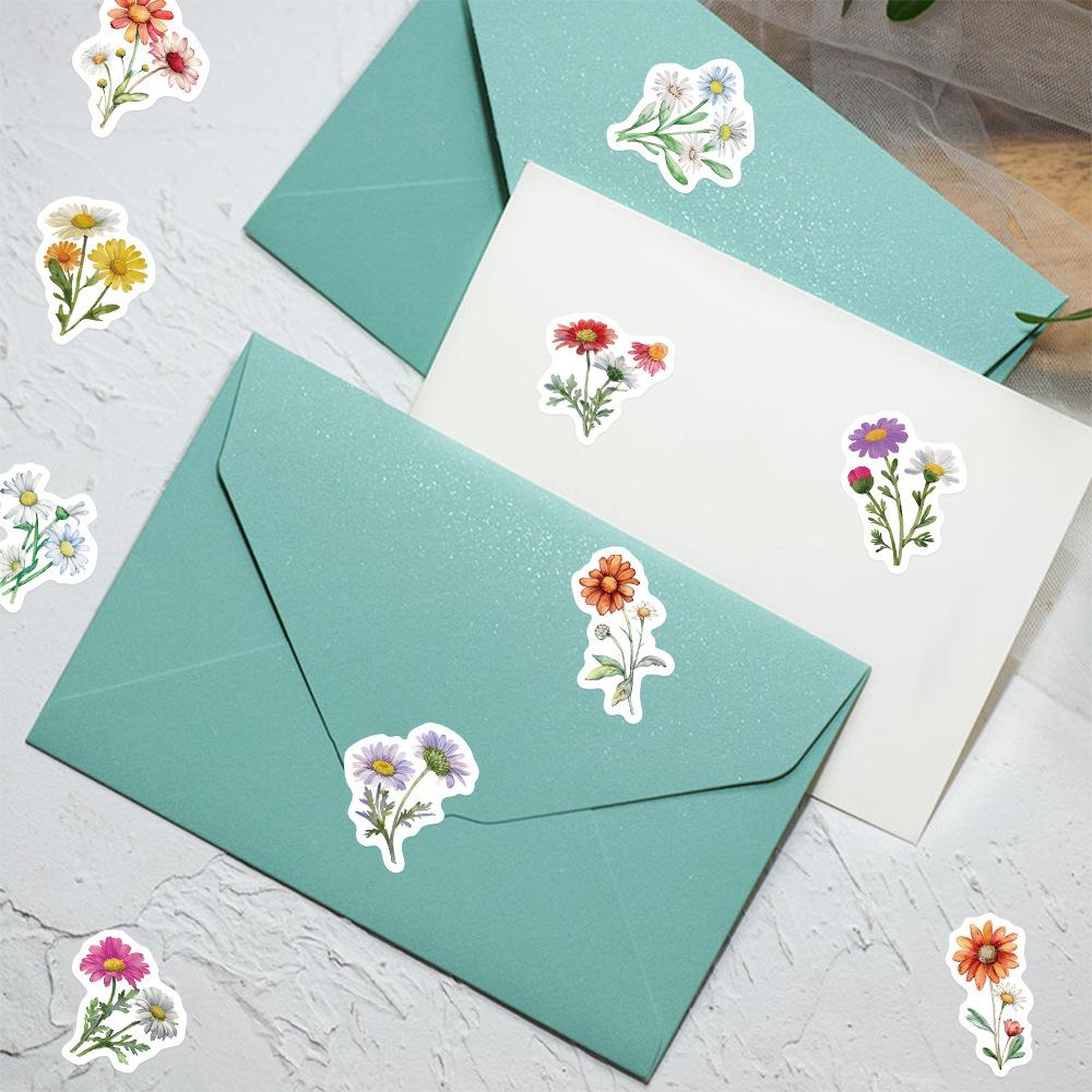 500PCS Daisy Wildflowers Roll Stickers Colorful Cartoon Flowers Scrapbooking Coffee Phone Art Picture Luggage Sticker