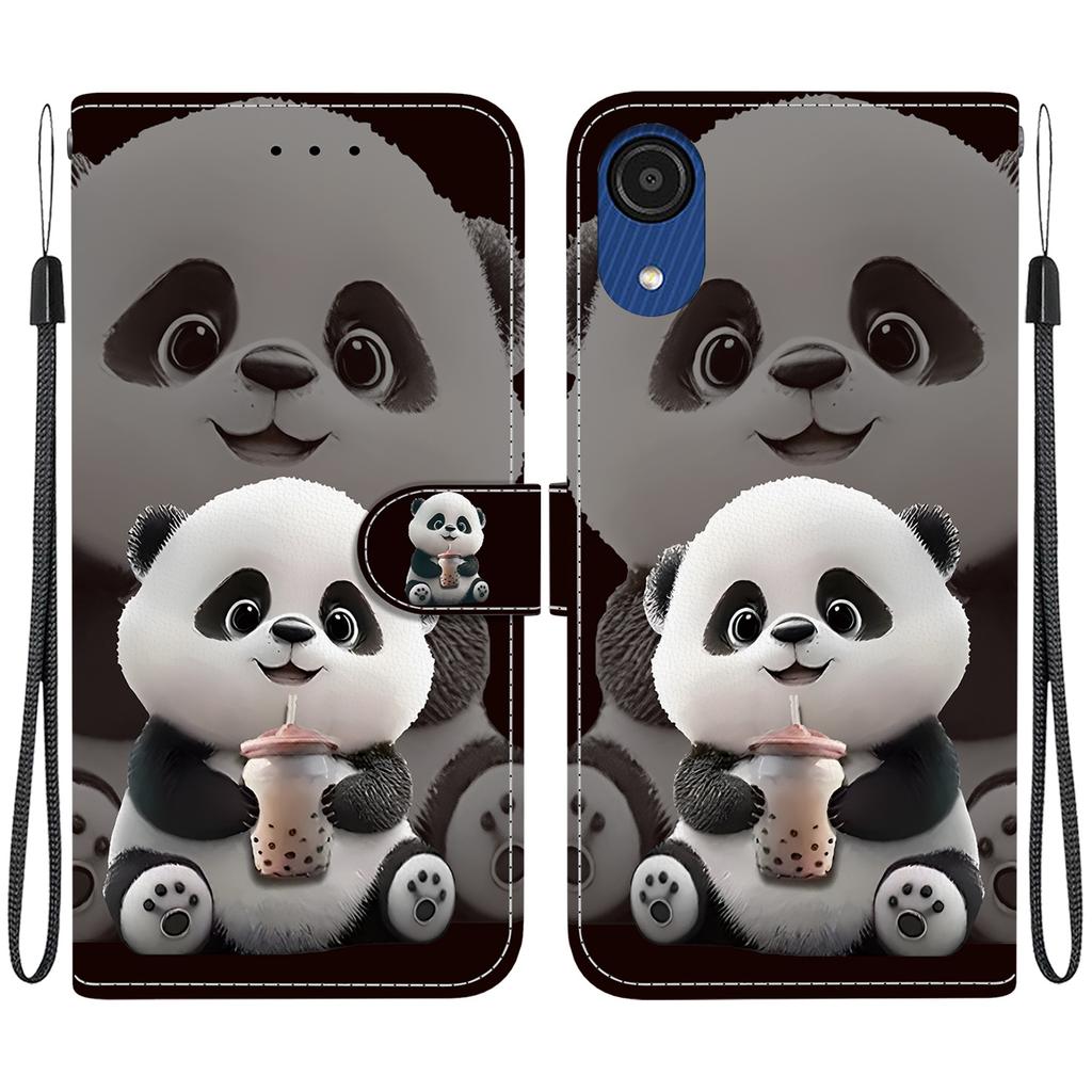 Handmade PU Leather Flip Case for Samsung Galaxy A03 Core (A032F)- Anti-Slip Shockproof Cover with Wrist Strap & Heart/Rose Cat Designs